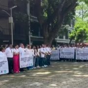 Trabajadores del Poder Judicial se manifiestan contra la reforma judicial en Chiapas