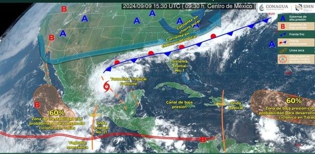 Estados tendrán afectación por tormenta tropical Francine